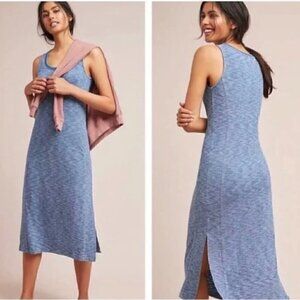 ANTHROPOLOGIE Saturday Sunday Blue Striped Giona Sleeveless Knit Midi Dr…